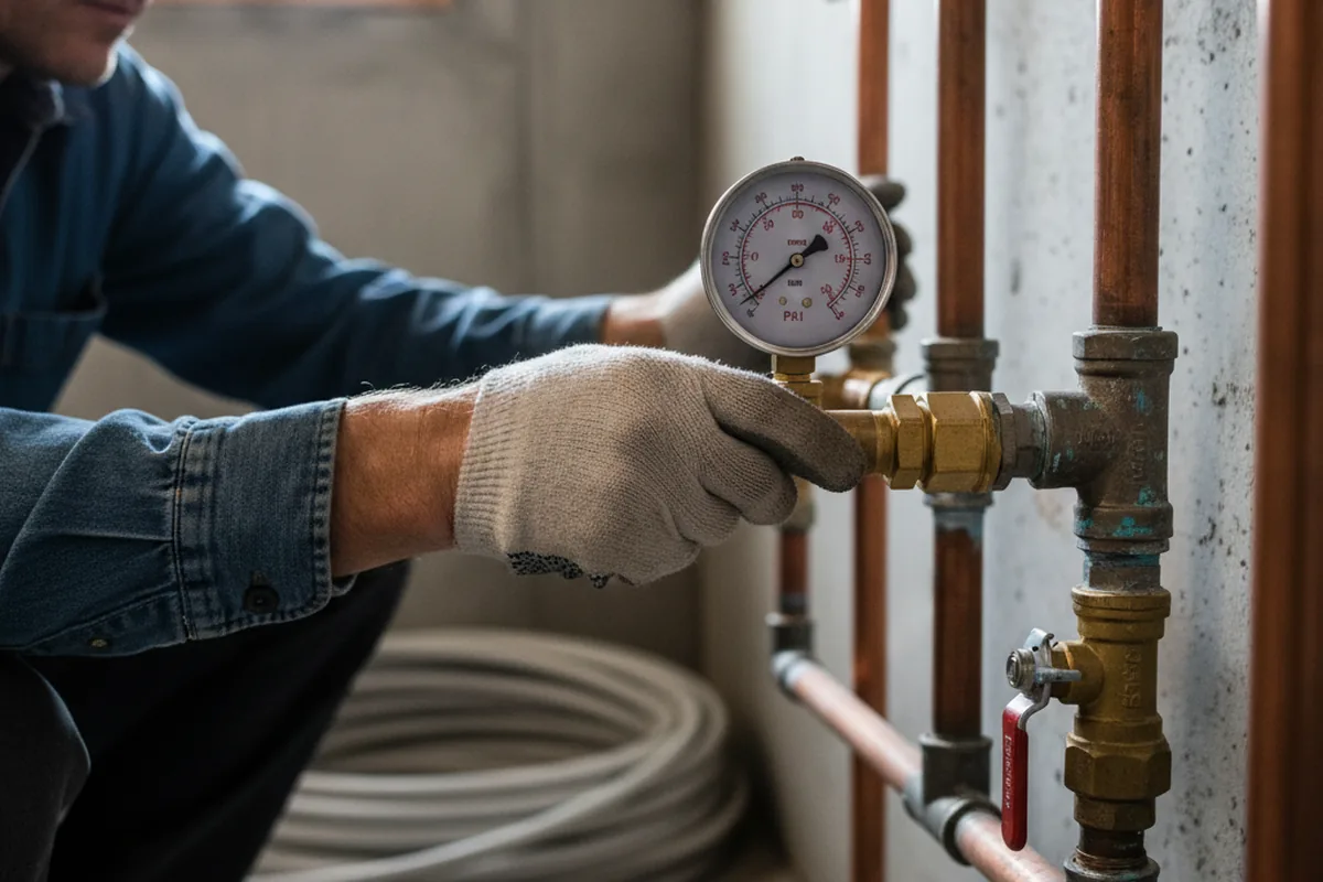 Pressure testing a repaired line during Water Line Repair in Keymar